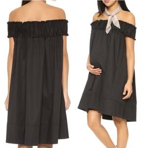 HATCH Maternity Audrey Black Sleeveless Dress Wool Silk Off the Shoulder Dress